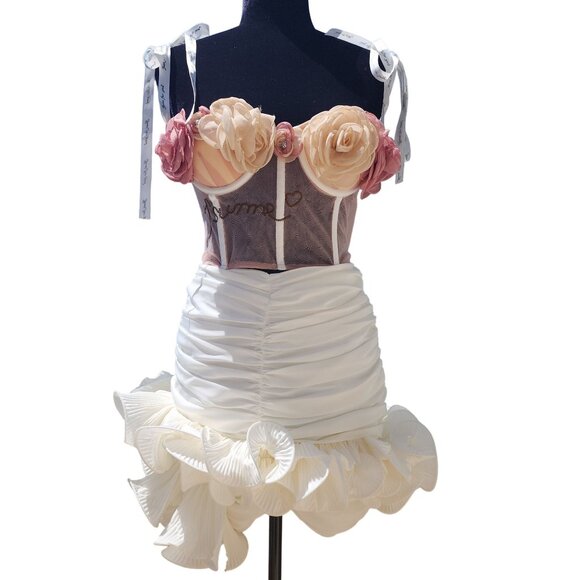 Luxury High End Haute Couture Wedding Evening Cocktail Corset Bustier Top Skirt - Picture 1 of 16